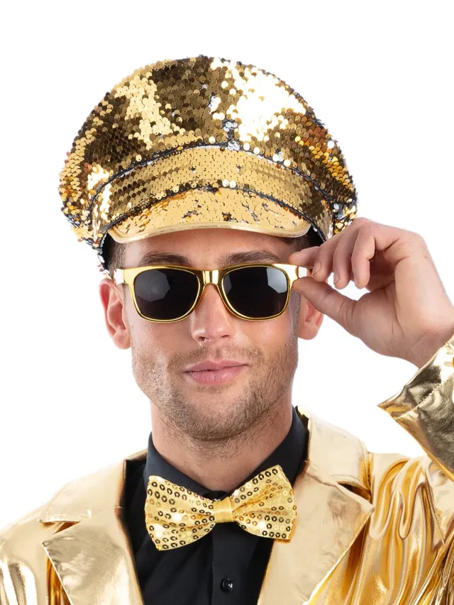 Smiffys Cappello Capitano Paillettes Oro Argento Carnevale