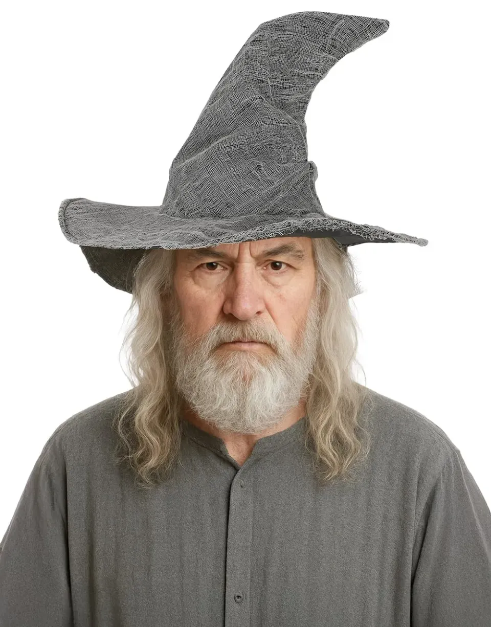 Guirca Cappello Mago Grigio Accessorio Carnevale Stregone