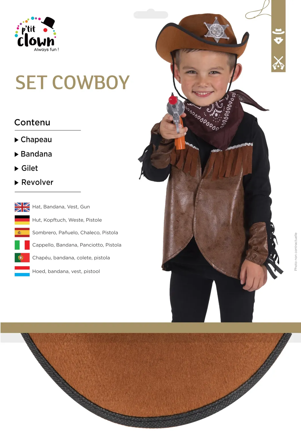 P'tit Clown 21010 Set Cowboy Bambino Taglia Unica Carnevale